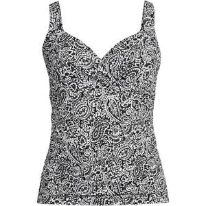 Lands End V-neck wrap plus size underwire adjustable blk white decor Paisley Var